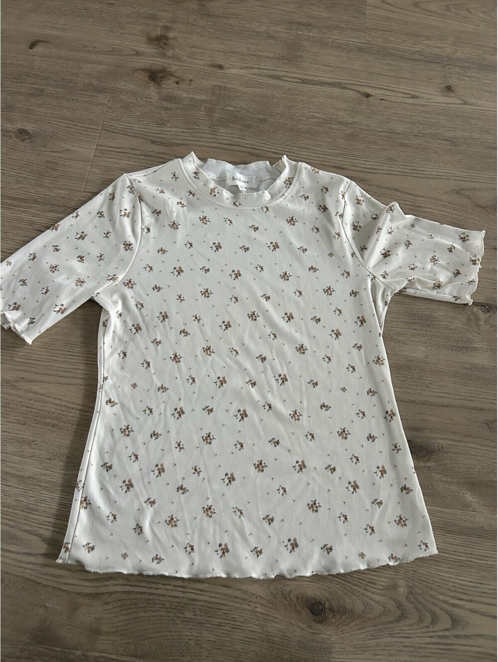 Bohme Women's Boho Floral Short Sleeve Stretch Top Size Small